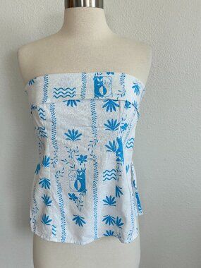 Wild Fable Tube Top Floral Strapless Linen Blend Smocked